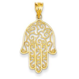14k Filigree Hamsa Pendant, Best Quality Free Gift Box Satisfaction Guaranteed Pendant Necklaces Jewelry
