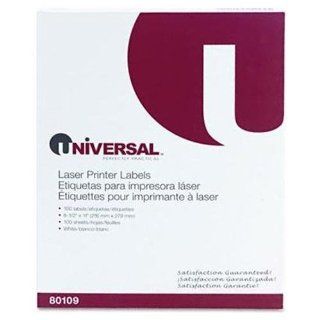 Universal 80109 Laser Printer Permanent Labels, 8 1/2 x 11, White, 100/Box 