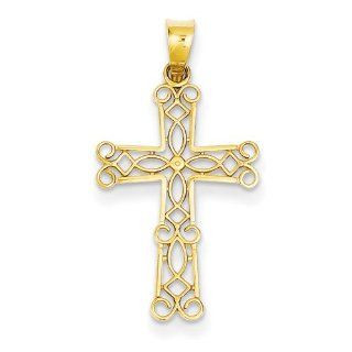 14k Gold Filigree Cross Pendant Pendant Necklaces Jewelry