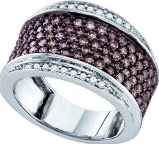 Real Diamond Wedding Engagement Ring 1.55CTW COGNAC DIAMOND LADIES FASHION BAND 10K White gold Jewelry