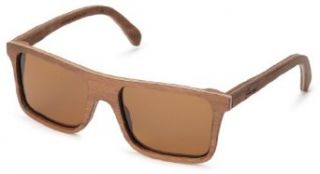 Shwood Govy WOGZBP Polarized Rectangular Sunglasses,Zebrawood,53 mm Clothing