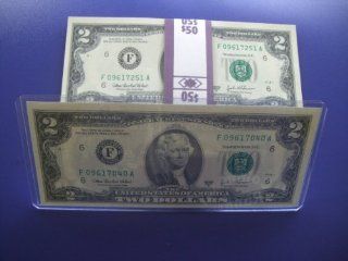 25 New Two $2 Dollar Bill Notes $50 Consecutive US BEP Pack Uncirculated Paper Money Currency Plus a Holder Bill. 