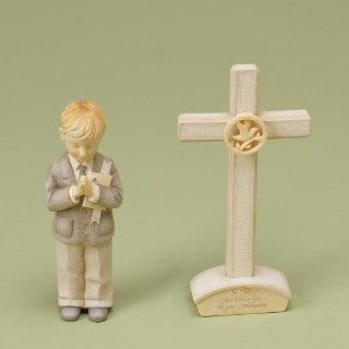 Enesco Foundations Communion Boy Set with Cross Figurine, 4 1/2 Inch   Collectible Figurines