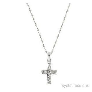 Diamond Cross Necklace 14K Yellow or White Gold With Chain Pendant Necklaces Jewelry