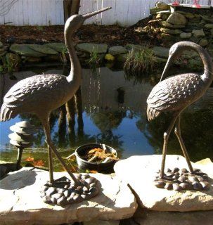 Pair of Large Iron Egrets ~ Egret Garden Statue ~ Rust  Outdoor Statues  Patio, Lawn & Garden