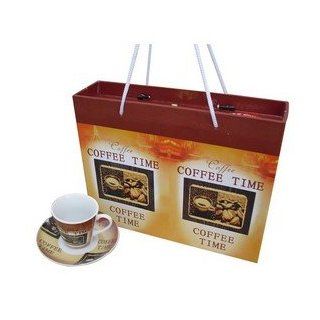 Bene Casa BC 72602 espresso cup and saucer set in gift box, 12 pieces.   Demitasse Cups