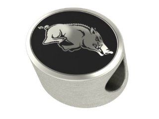 Arkansas Razorback Premium Antiqued Collegiate Bead Fits Most Pandora Style Bracelets Including Pandora, Chamilia, Biagi, Zable, Troll and More. High Quality Bead in Stock for Immediate Shipping Bead Charms Jewelry