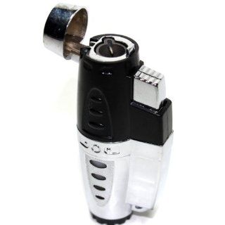 Cigar Lighter Black Triple Jet Flames Refillable Butane Torch Lighter 3 1/4 Inch. 