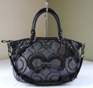 Coach Limited Edition Madison Signature Op Art Sequin Satchel Bag Purse 15945 Black Silver Clothing