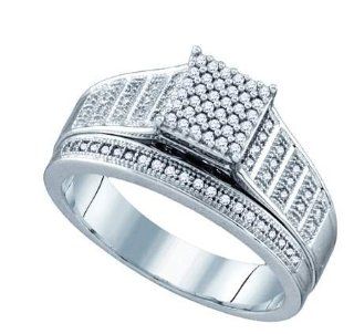 0.25 Carat Princess Shape Round Diamond Engagement Ring Wedding Band Bridal Set Wedding Ring Sets Jewelry
