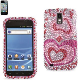 Reiko RKDPC SAMT989 04 Premium Rhinestone Diamond Bedazzled Bling Hard Shell Snap On Protector Case Cover for T Mobile Models and Galaxy S2   Heart Pattern   1 Pack   Retail Packaging   Multi Cell Phones & Accessories