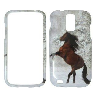 Samsung Galaxy S II T989 HERCULES   T Mobile Beautiful Horse Snow and Tree Hard Case, Cover, Snap On, Faceplate Cell Phones & Accessories