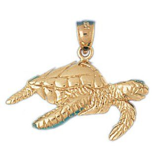 14K Gold Charm Pendant 4 Grams Nautical> Turtles990 Necklace Jewelry