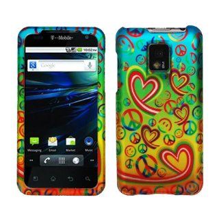 MINITURTLE, Slim Fit Rubber Feel 2 Piece Graphic Image Snap On Hard Phone Case Cover and Screen Protector for Android Smartphone TMobile G2x / LG Optimus 2x P 990 P 999 (Colorful Peace Face Heart) Cell Phones & Accessories