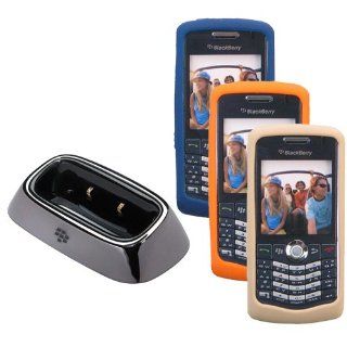 Orange, Dark Blue and Pale Gold Silicone Skin Cover Case with Charging Pod for Blackberry Pearl 8110 8120 8130 Electronics
