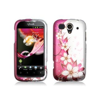 Purple Silver Flower Hard Cover Case for Huawei T Mobile myTouch Unite U8680 Cell Phones & Accessories