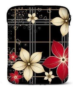 NEW FLOWER Soft Neoprene 8" 9.7" 10 inch Netbook Laptop Sleeve Slip Case Pouch Bag with strap fit for Apple iPad 2/ iPad 3 / the New ipad 4 / Kindle DX/HP TouchPad/Sony Tablet S S1/10.1" Samsung Galaxy Tab/Le Pan TC 970/Coby Kyros MID9742 Ap