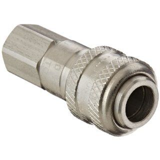Dixon Valve 2DF2 S Stainless Steel 303 Automatic Industrial Interchange Pneumatic Fitting, Socket, 1/4" Coupler x 1/4"   18 NPTF Female Thread Quick Connect Hose Fittings