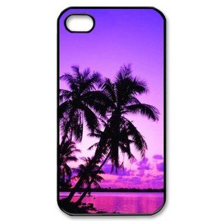 First Design Funny Purple Sunset Palm Tree Iphone 4/4s Hard Case Cell Phones & Accessories