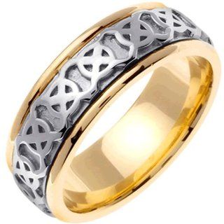 14K Gold Women's Celtic Four Squares Wedding Band (8mm) Jewelry