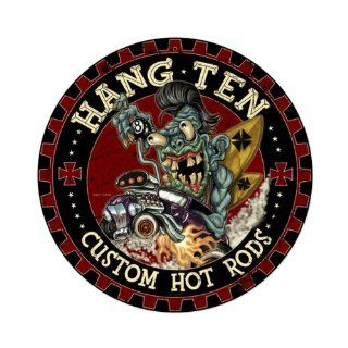 Hot Rod Monster Custom Hang Ten Vintage Metal Sign Shop Garage 14 X 14 Not Tin   Decorative Signs