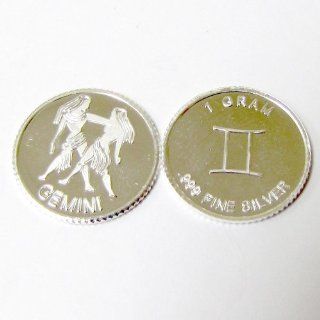 Astrology Zodiac Silver Coin GEMINI 1 Gram .999 Fine Silver Coin 