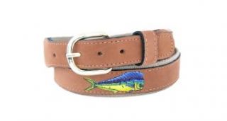 Zep Pro Men's Tan Leather Embroidered Dolphin Belt  Apparel Belts  Sports & Outdoors