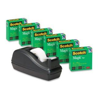 Scotch Magic Tape Deal, 3/4 x 1000 Inches, 6 Pack with C 40 Black Dispenser (810C40BK)  Clear Tapes 