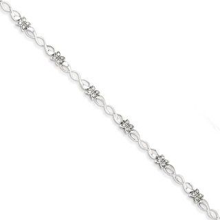 Sterling Silver Diamond Figure 8 And Butterfly Link Bracelet, Best Quality Free Gift Box Satisfaction Guaranteed Jewelry