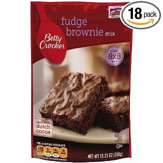 Betty Crocker Fudge Brownie Mix, 10.25 Ounce Pouches (Pack of 18)  Grocery & Gourmet Food