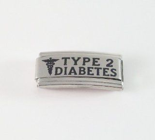 Type 2 Diabetes Diabetic Medical ID Alert Italian Charm for Bracelet Jewelry