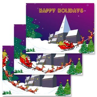 Lenticular Postcard 4 3/4" x 6 1/8", Lenticular animated Picture, Christmas and New Year Card, Santa Arriving, 977 PC  Blank Postcards 