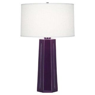 Robert Abbey 979 Lamps with Oyster Linen Shades, Amethyst Glazed Ceramic/Polished Nickel Finish   Table Lamps  