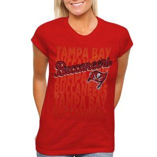 NFL Tampa Bay Buccaneers Ladies Team Repeat T Shirt   Red  Sports Fan T Shirts  Sports & Outdoors