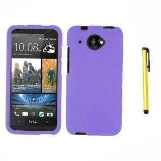 Hard Plastic Snap on Cover Fits HTC 601 Desire Purple Rubberized + A Gold Color Stylus/Pen Sprint, Virgin Mobile Cell Phones & Accessories