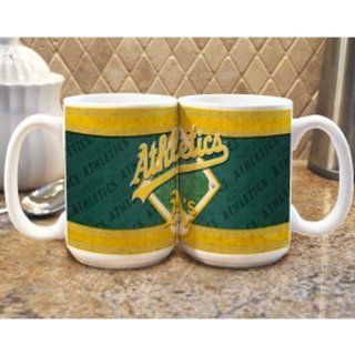 CSY 8774668188 Oakland Athletics MLB Coffee Mug   15oz Felt Style  Sports Fan Coffee Mugs  Sports & Outdoors