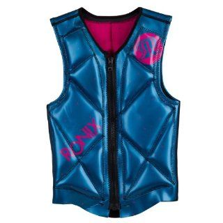 Ronix 2014 Women's Coral Reversible Front Zip Impact Jacket (Blue/Sid Pink) Women's Life Jacket  Wakeboarding Vests  Sports & Outdoors