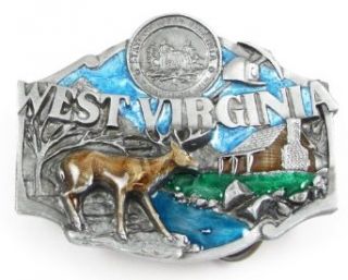 Pewter Belt Buckle   West Virginia State Seal   Pewter Belt Buckle Clothing