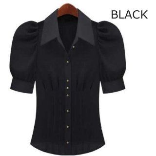 Fashion Women Chiffon Vest Shirt Short Flare Sleeve Tops and Blouses Short Sleeve Style Tops for Women Size L   Black  Other Products  