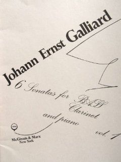 6 Sonatas for Bass Clarinet and Piano Vol. 1 Johann Ernst Galliard Books