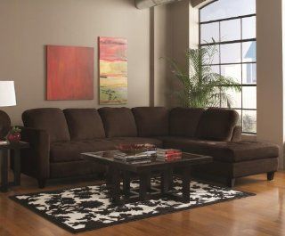 Chocolate Brown Textured Velvet Sectional Chaise Sofa   Microfiber Sectional Sofa