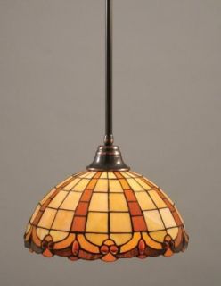 Toltec Lighting 26 BC 989 Stem Pendant Light Black Copper Finish with Butterscotch Tiffany Glass, 15 Inch   Ceiling Pendant Fixtures  
