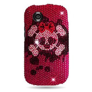 Pink Skull Full Diamond Bling Case Cover+LCD Screen Protector for ZTE Merit 990G Avail Z990 Cell Phones & Accessories