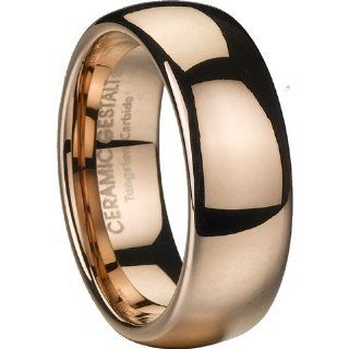 Rose Gold Tungsten Ring. 8mm. Domed& Polished Jewelry Products Jewelry
