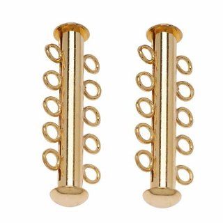 Beadaholique 2 Piece Tube Clasp with 5 Ring Strands, 31mm, 22K Gold