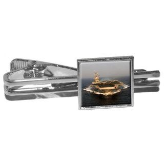 United States Navy Aircraft Carrier USS Dwight D. eisenhower Square Tie Bar Clip Clasp Tack   Silver   Other Products