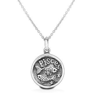 Sterling Silver Pisces Zodiac Pendant Necklace Jewelry