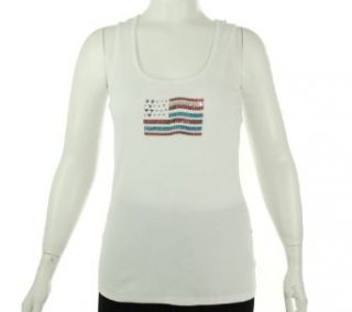 INC International Concept Sequin Flag Tank Top White Large Tank Top And Cami Shirts