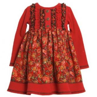 Bonnie Jean GIRLS 2T 6X RedRib Knit To Paisley Floral Print Challis Dress Pants Clothing Sets Clothing