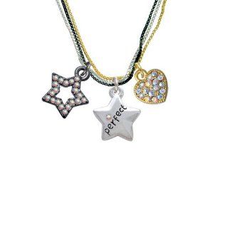 Perfect with AB Crystal and 4 Stars RockStar Tri Color Necklace Delight Jewelry